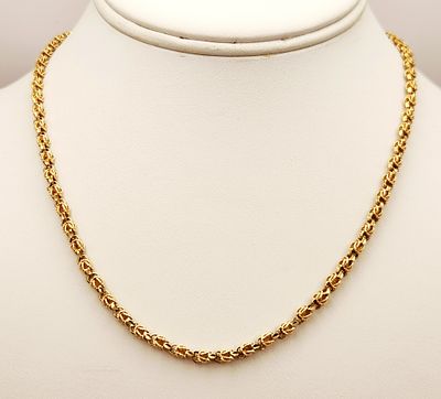 14K Yellow Gold Necklace 15 Grams. Byzantine link necklace is 16".