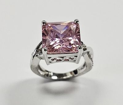 Sterling Pink Cubic Zirconia Ring 7.2 Grams. Ring Weighs 7.2 Grams Size 5.75