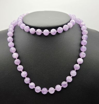 Sterling Amethyst Beaded Necklace 56.6 Grams. Necklace Measures 28" Necklace Weighs 59.6 Grams