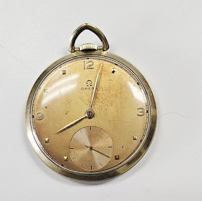 Vintage Omega 14K Gold Filled Pocket Watch. Watch weighs 44.3 Grams Not tested.