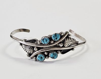 Navajo Sterling Spider Web Turquoise Bracelet 13.0. Bracelet weighs 13.0 Grams