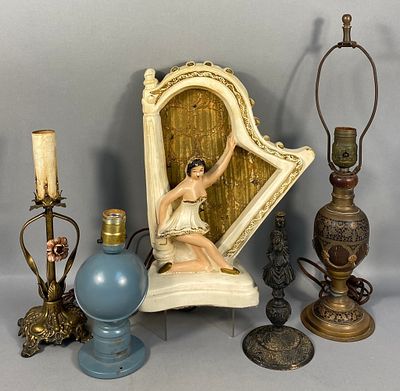 A Group of Five Vintage Lamps Inc Majestic. A group of five vintage electric lighting fixtures. 