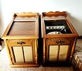 Magnavox Traditional Style Console Stereo Units Models P3432 & S8742. A pair of mid-20th-century Image - 1
