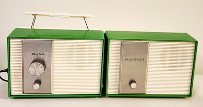 A Pair of Vintage Mayfair Space Maker Style Portable Audio Units Model EG.301. A pair of vintage 