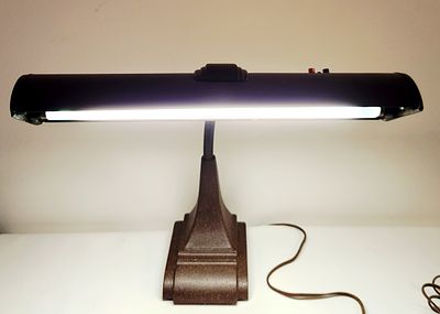 Art Deco Style Brown Crinkle Finish Fluorescent Desk Lamp. This Art Deco style fluorescent desk 