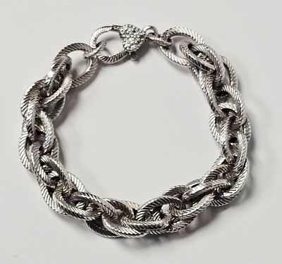 Judith Ripka Sterling Cable Link Bracelet 32.1 Grams. This sterling silver link bracelet by 
