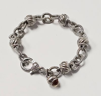 Judith Ripka Sterling Silver Textured Link Bracelet 39.3 Grams. A sterling silver textured link 