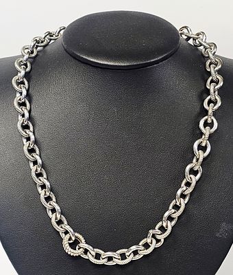 Judith Ripka Sterling Silver Link Necklace 102.4 Grams. A sterling silver link necklace by 
