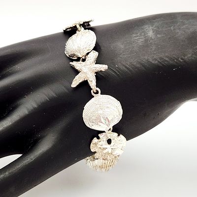 Sterling Marine Bracelet 20.8 Grams. This sea-themed link bracelet is crafted in sterling silver 