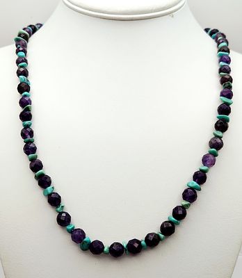 DRT Amethyst Turquoise Necklace 925 Clasp. A beaded necklace by Jay King Desert Rose Trading 