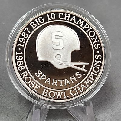 MSU 1988 Rose Bowl Silver Medallion. A commemorative coin celebrating the Michigan State 