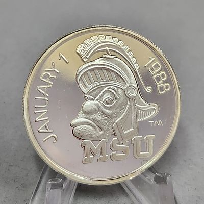 1988 MSU Rose Bowl Silver Coin 1 Troy Oz. This 1988 Michigan State University Rose Bowl 