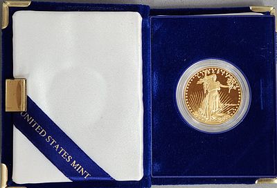 1986-W $50 Gold Eagle Coin 33.93 Grams. 1986-W US $50 American Gold Eagle proof coin. This 
