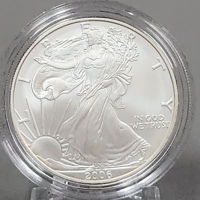 2006-W Eagle Silver Uncirculated Coin 40 Grams. This 2006-W American Eagle one ounce silver 