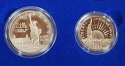 1986-S Statue of Liberty Coins 26 Grams. This set consists of a 1986-S Silver Dollar and a 