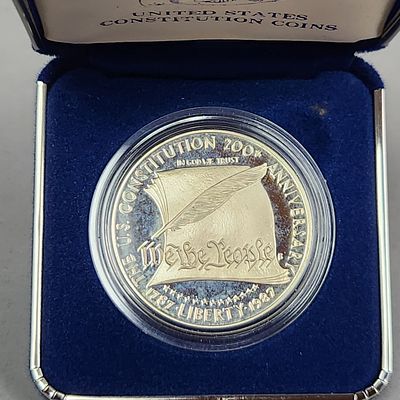 1987-S US Constitution Silver Dollar 26 Grams. Struck at the San Francisco Mint as indicated by 