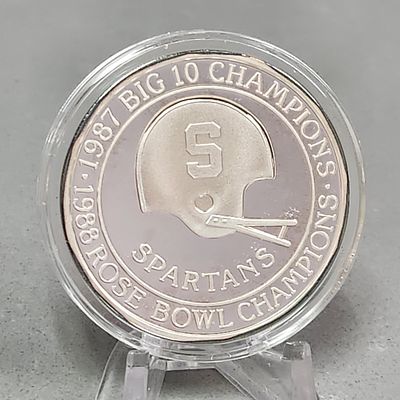 MSU 1988 Rose Bowl Silver Medallion. This commemorative medallion honors the Michigan State 