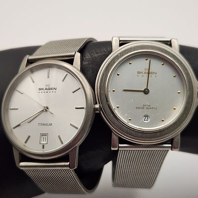 Skagen Ultra Slim Mesh Band Watches. The first watch is a Skagen Swiss model, reference B26LSS. 