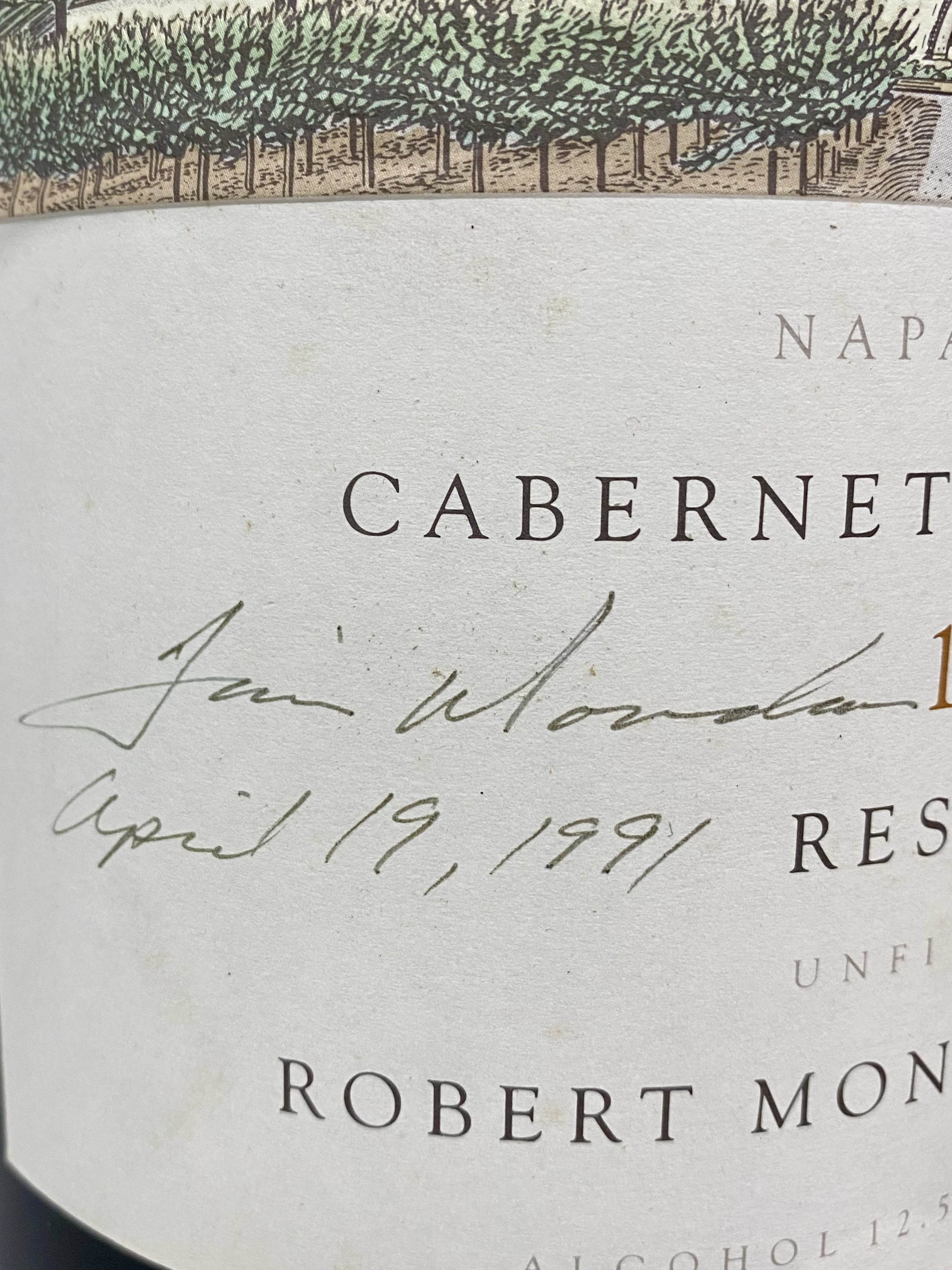 1987 Robert Mondavi Cabernet Reserve 3L Signed by Tim Mondavi