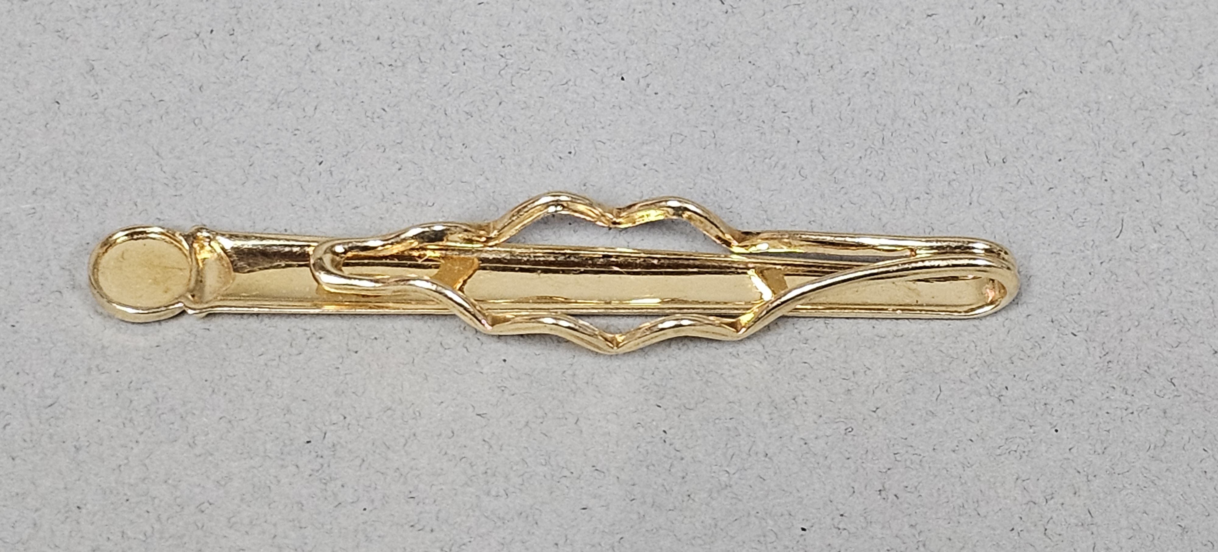 14K Yellow Gold Triple-Ribbed Tie Clip 6.6 Grams