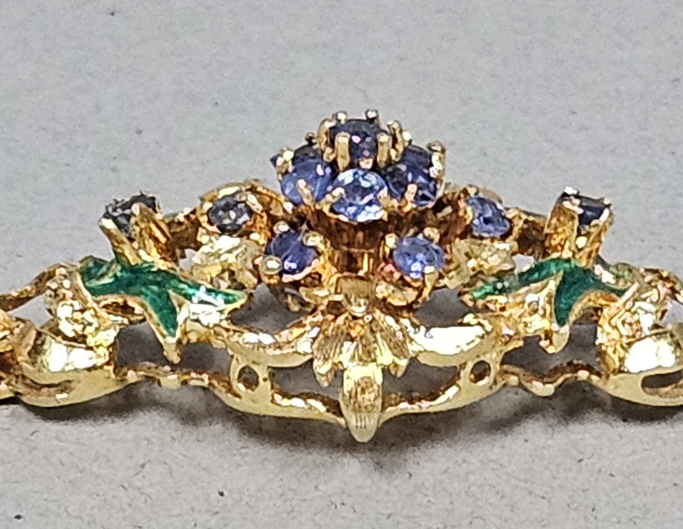 14K Sapphire & Enamel Bracelet 23.5 Grams