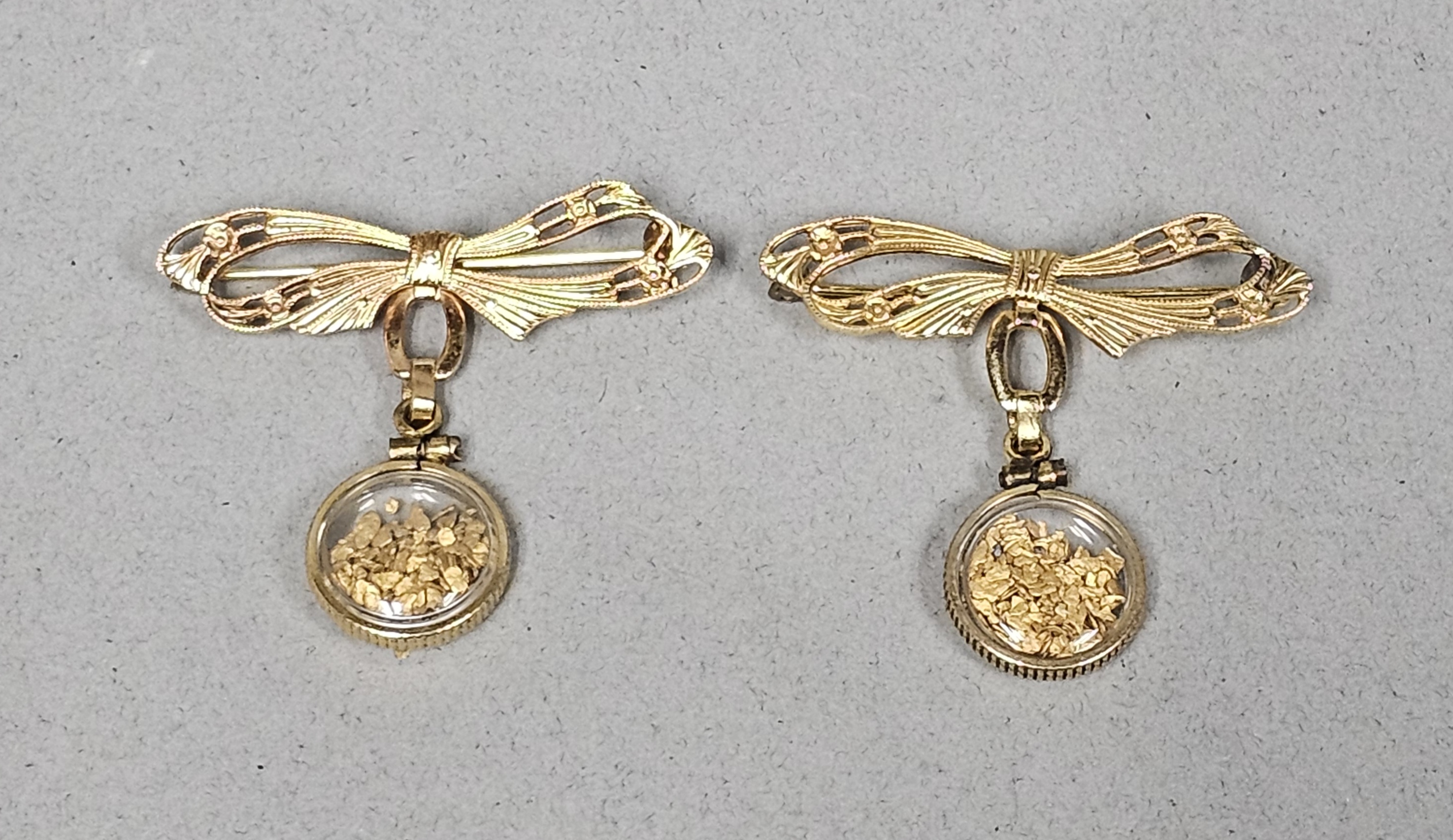 10K Gold Filled Brooches with Gold Flakes