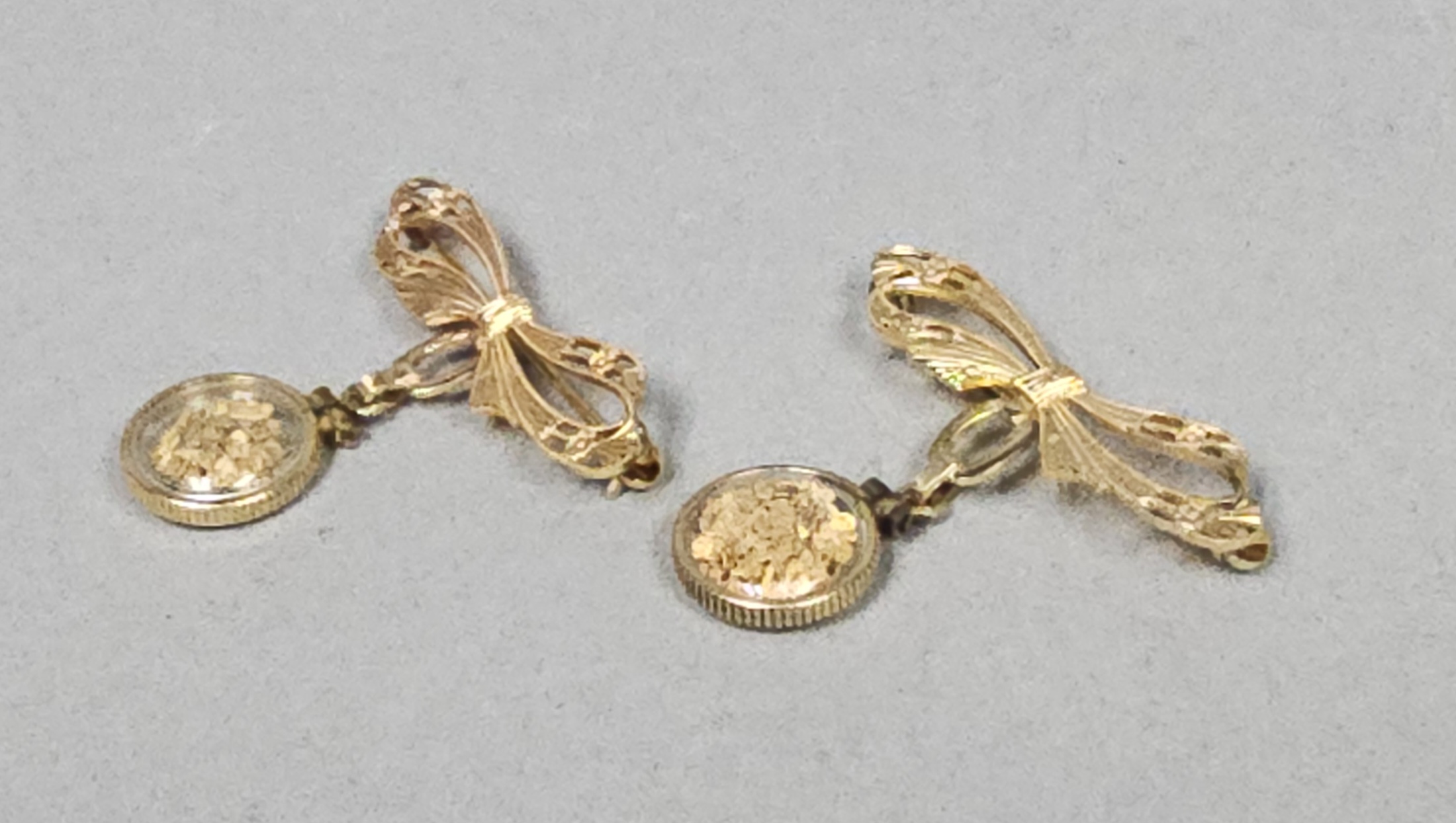 10K Gold Filled Brooches with Gold Flakes