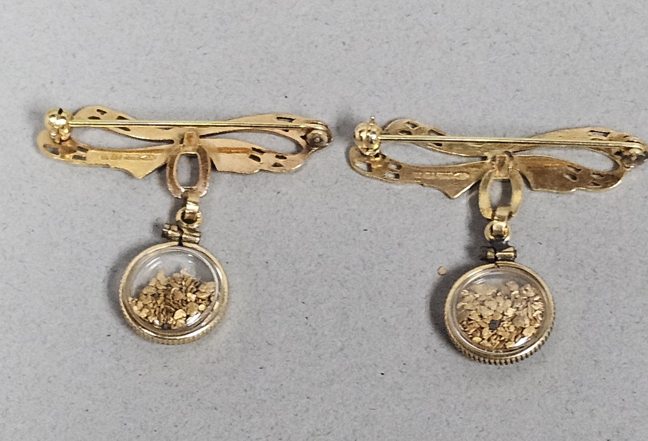 10K Gold Filled Brooches with Gold Flakes
