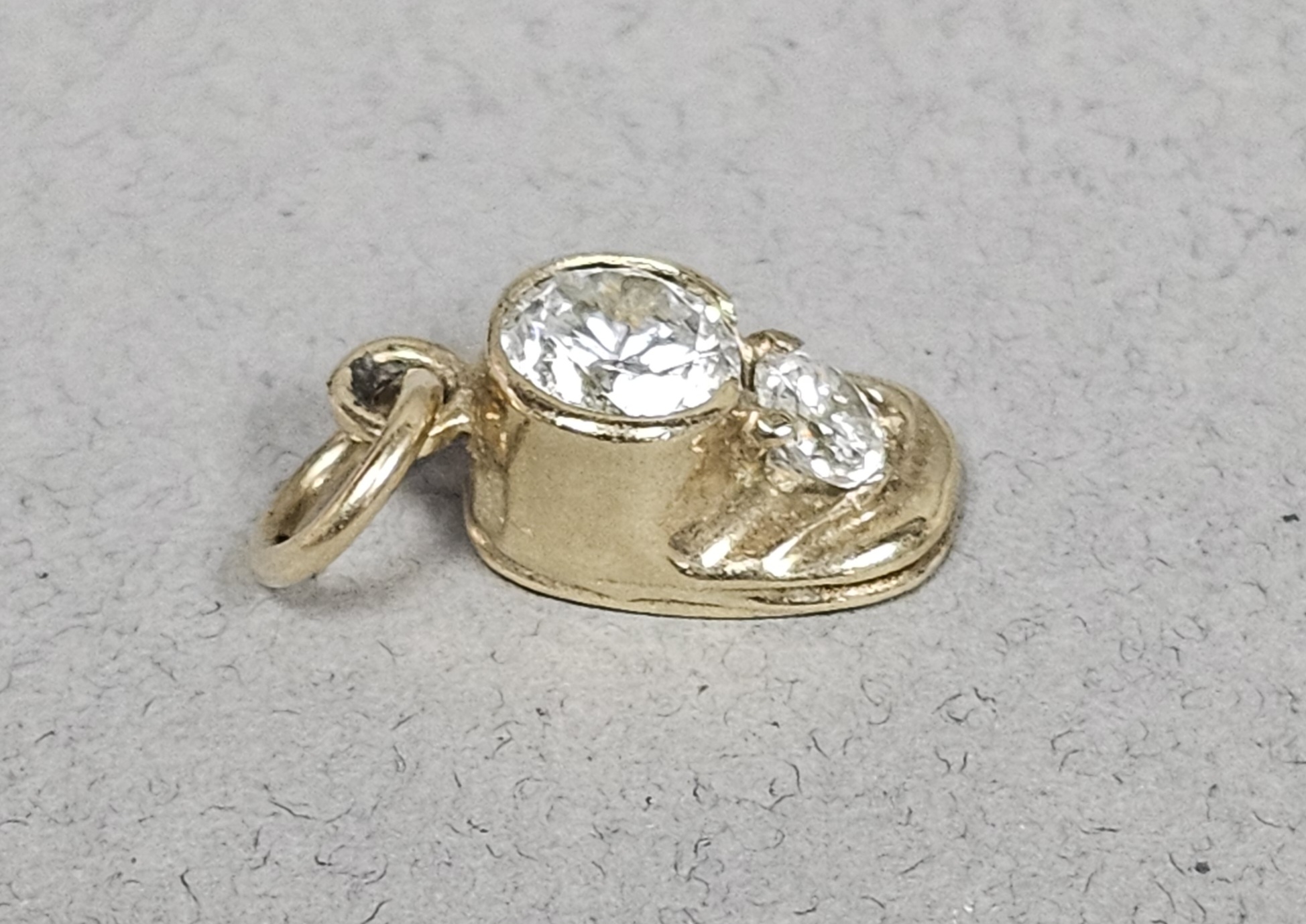 10K Baby Shoe Charm with Clear Stones 1.4 Grams