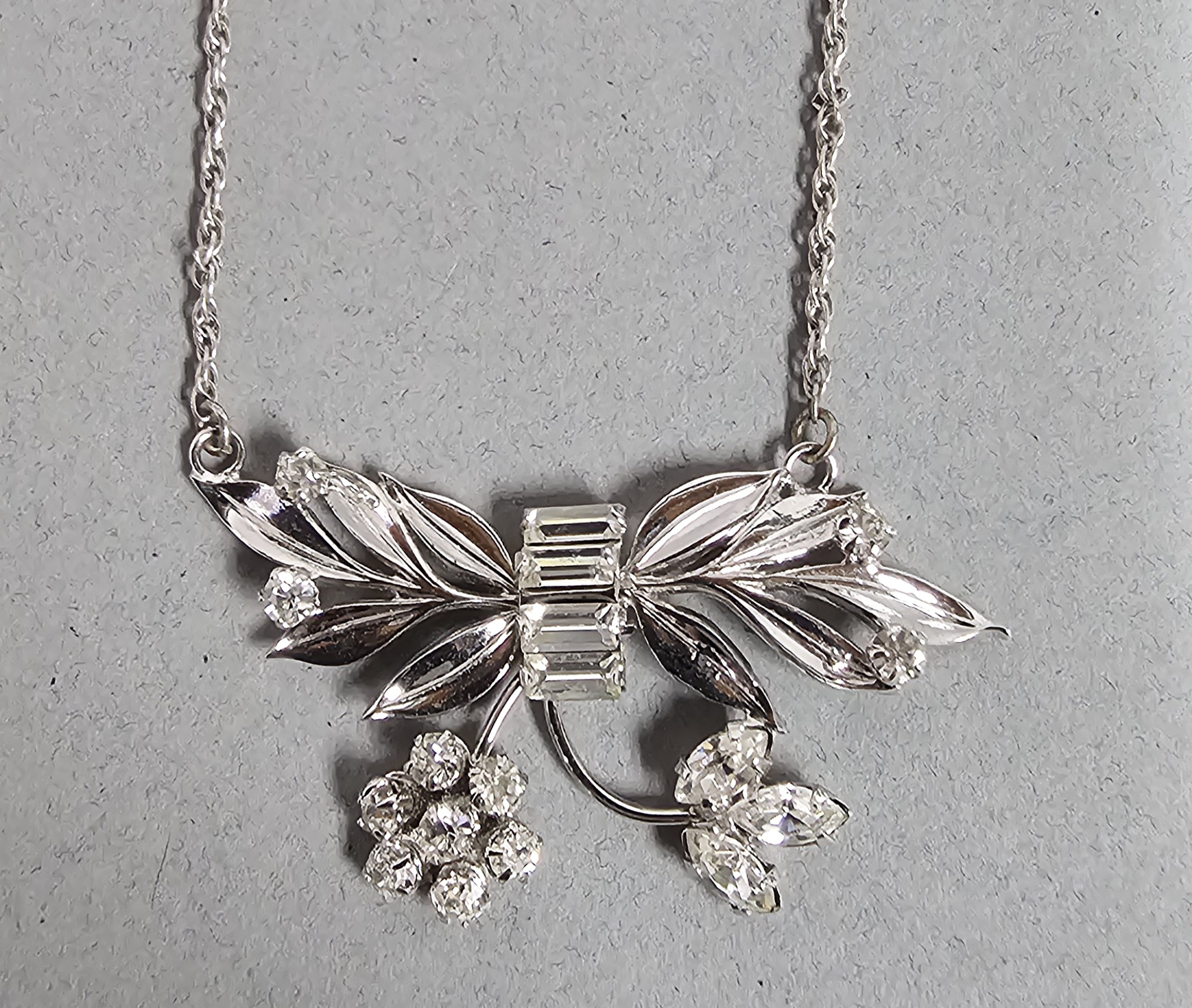 Crown Marie Sterling & Rhinestone Necklace 6.3 Grams