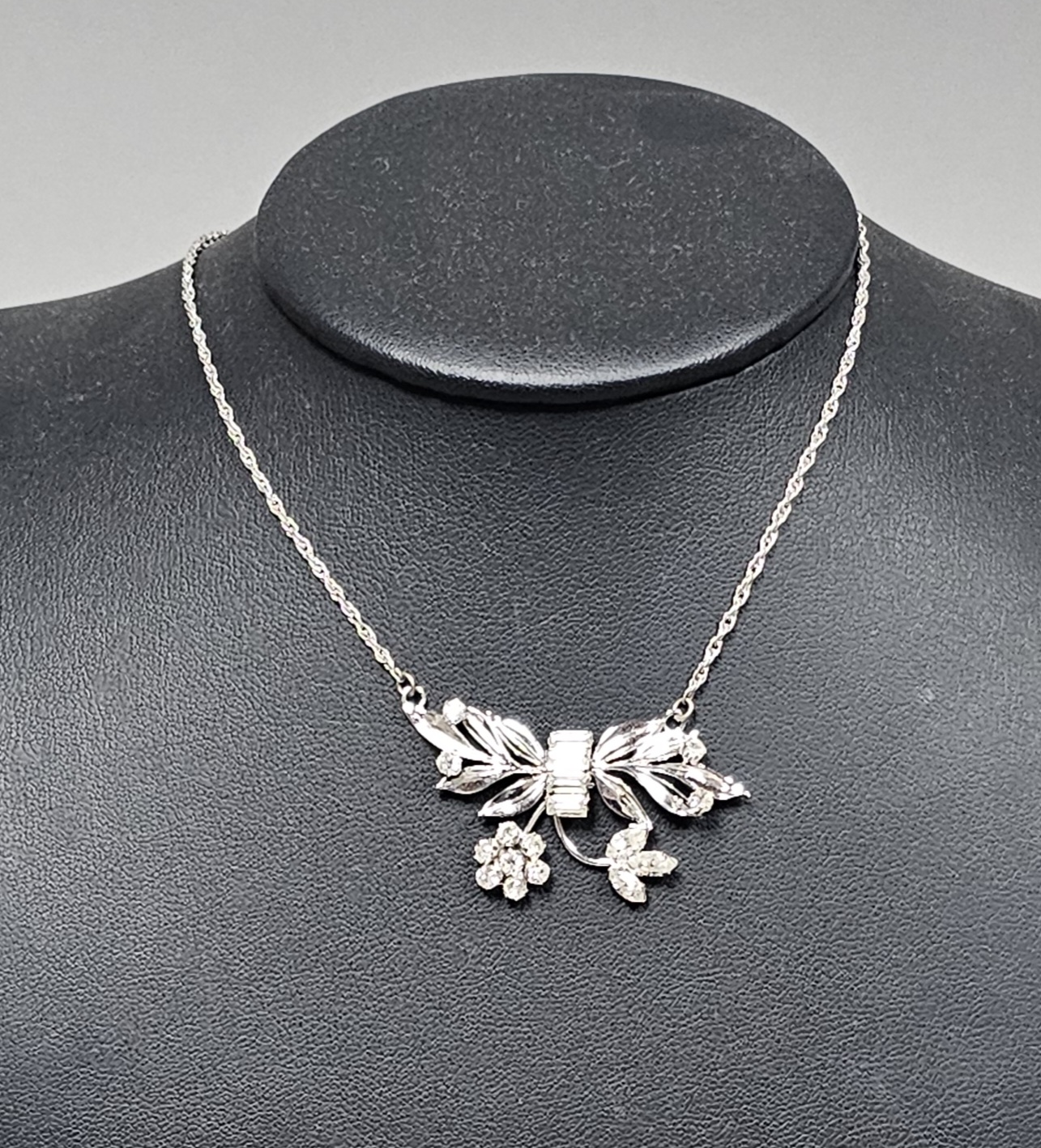 Crown Marie Sterling & Rhinestone Necklace 6.3 Grams