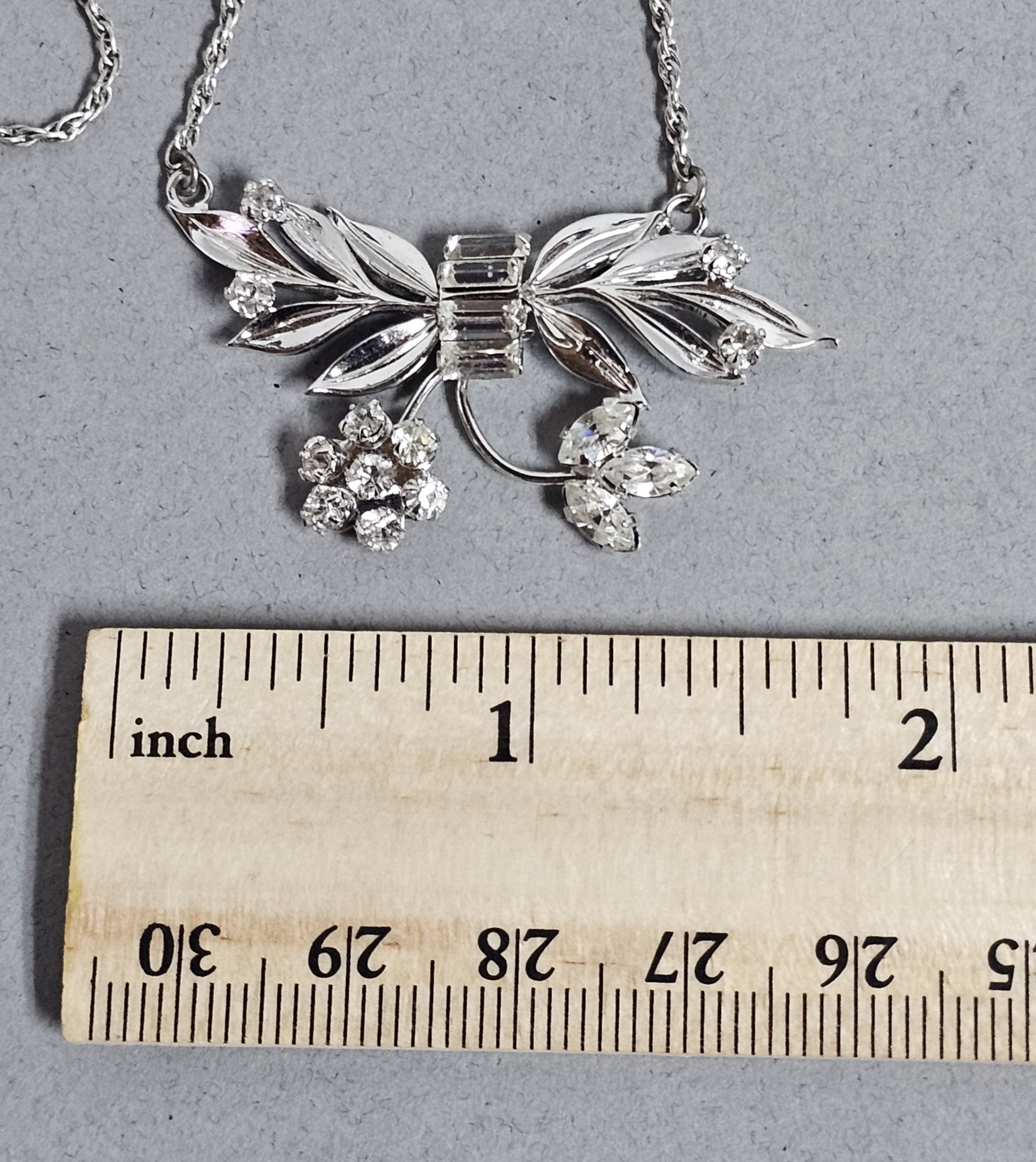 Crown Marie Sterling & Rhinestone Necklace 6.3 Grams