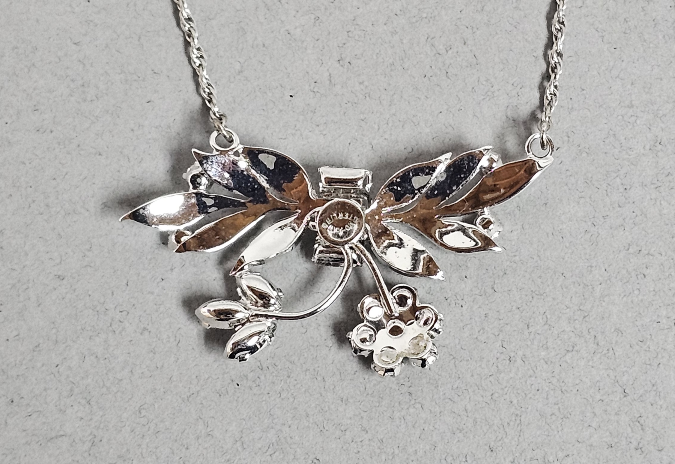Crown Marie Sterling & Rhinestone Necklace 6.3 Grams