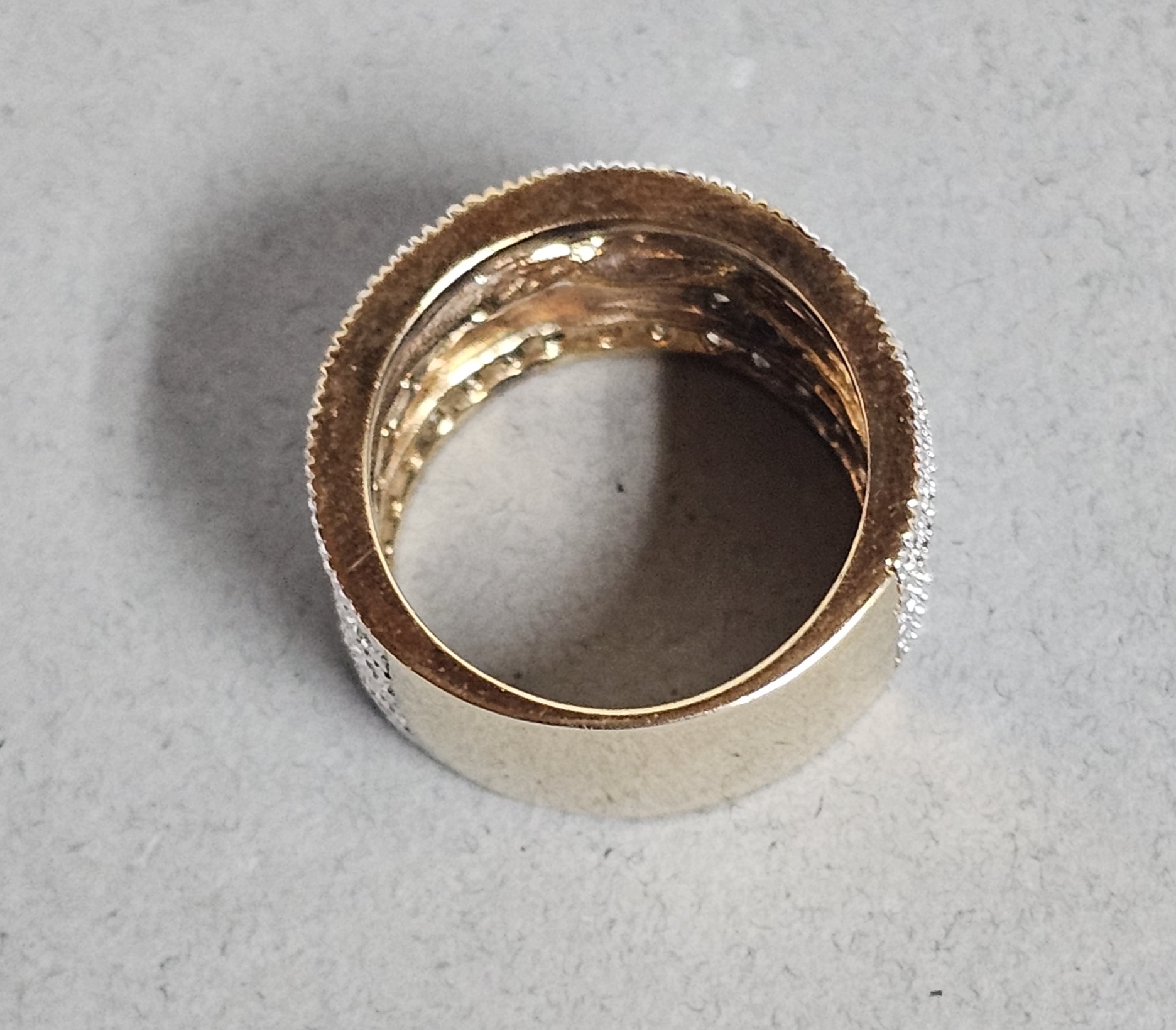 Sterling Gilt Pave-Set Clear Stone Ring 7.6 Grams