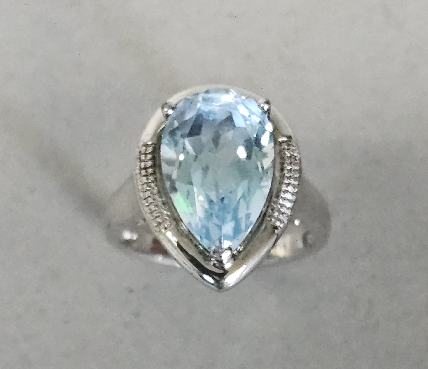 Sterling Silver Blue Topaz Style Ring