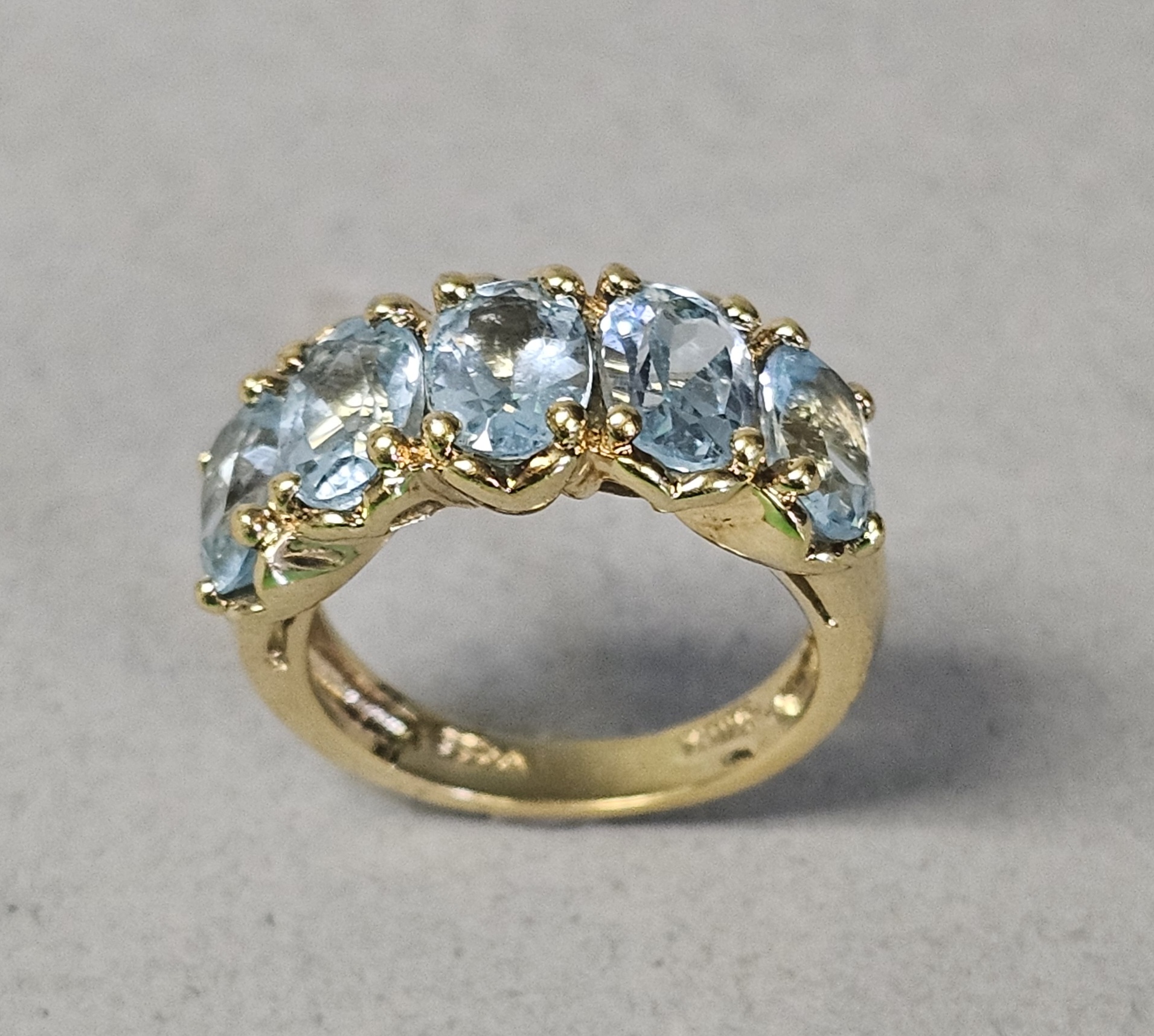 Gold-Plated Sterling Blue Gemstone Ring 5.0 Grams