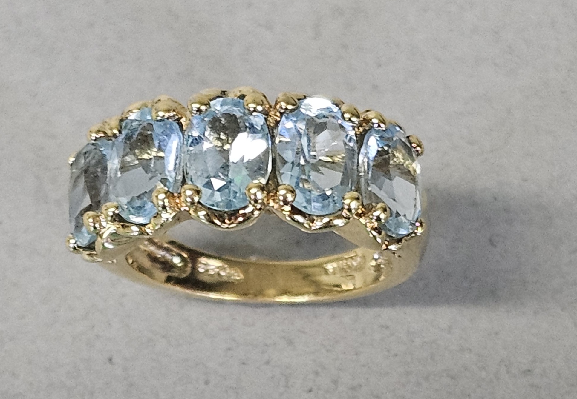 Gold-Plated Sterling Blue Gemstone Ring 5.0 Grams