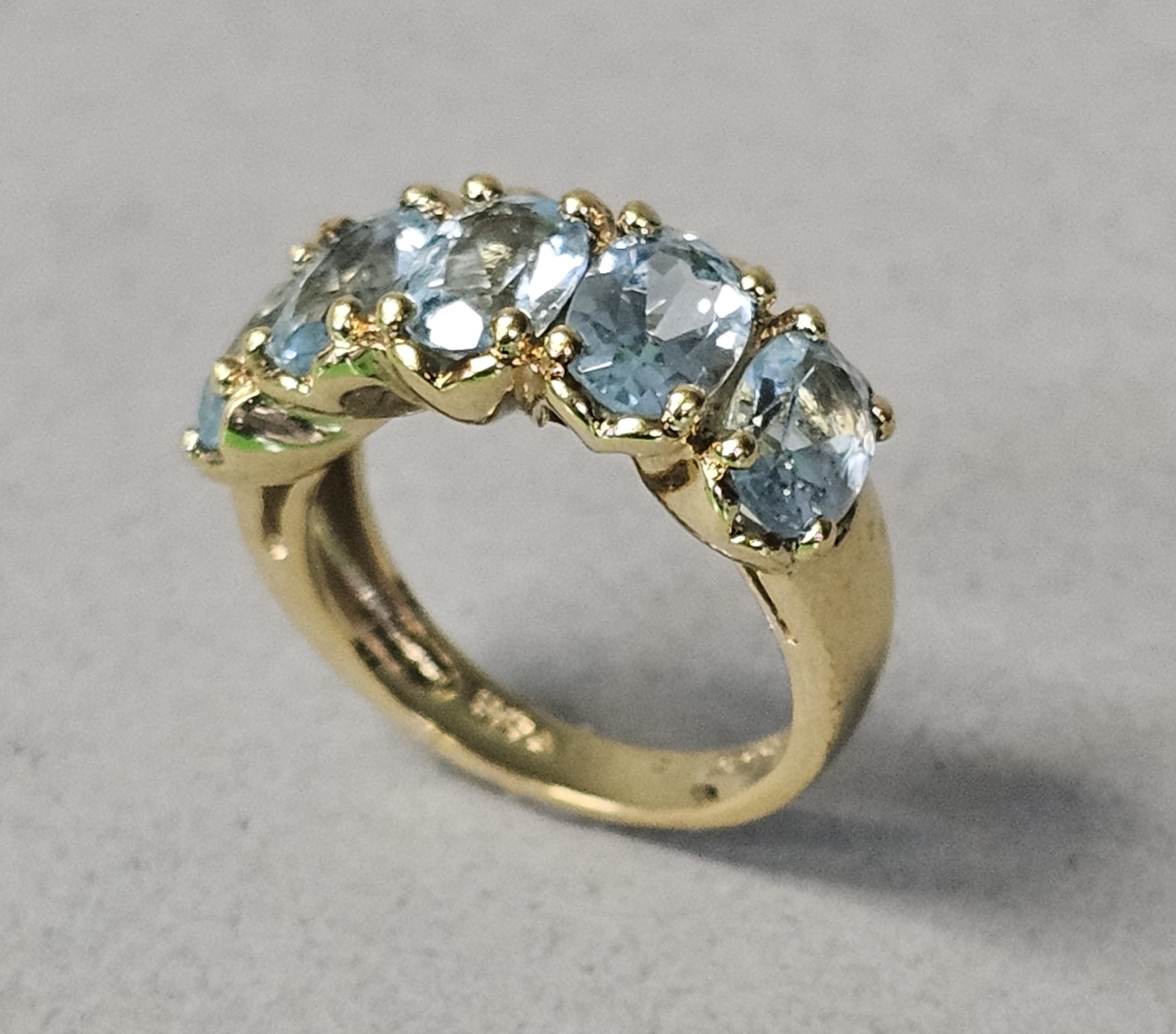 Gold-Plated Sterling Blue Gemstone Ring 5.0 Grams
