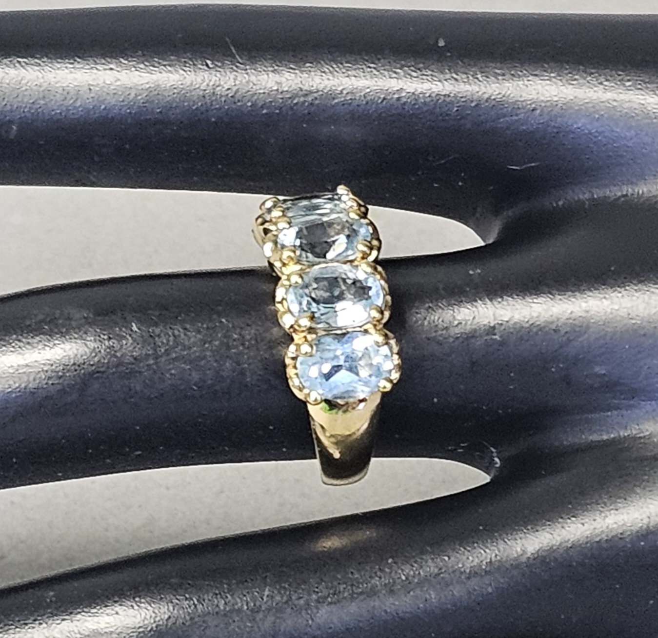 Gold-Plated Sterling Blue Gemstone Ring 5.0 Grams