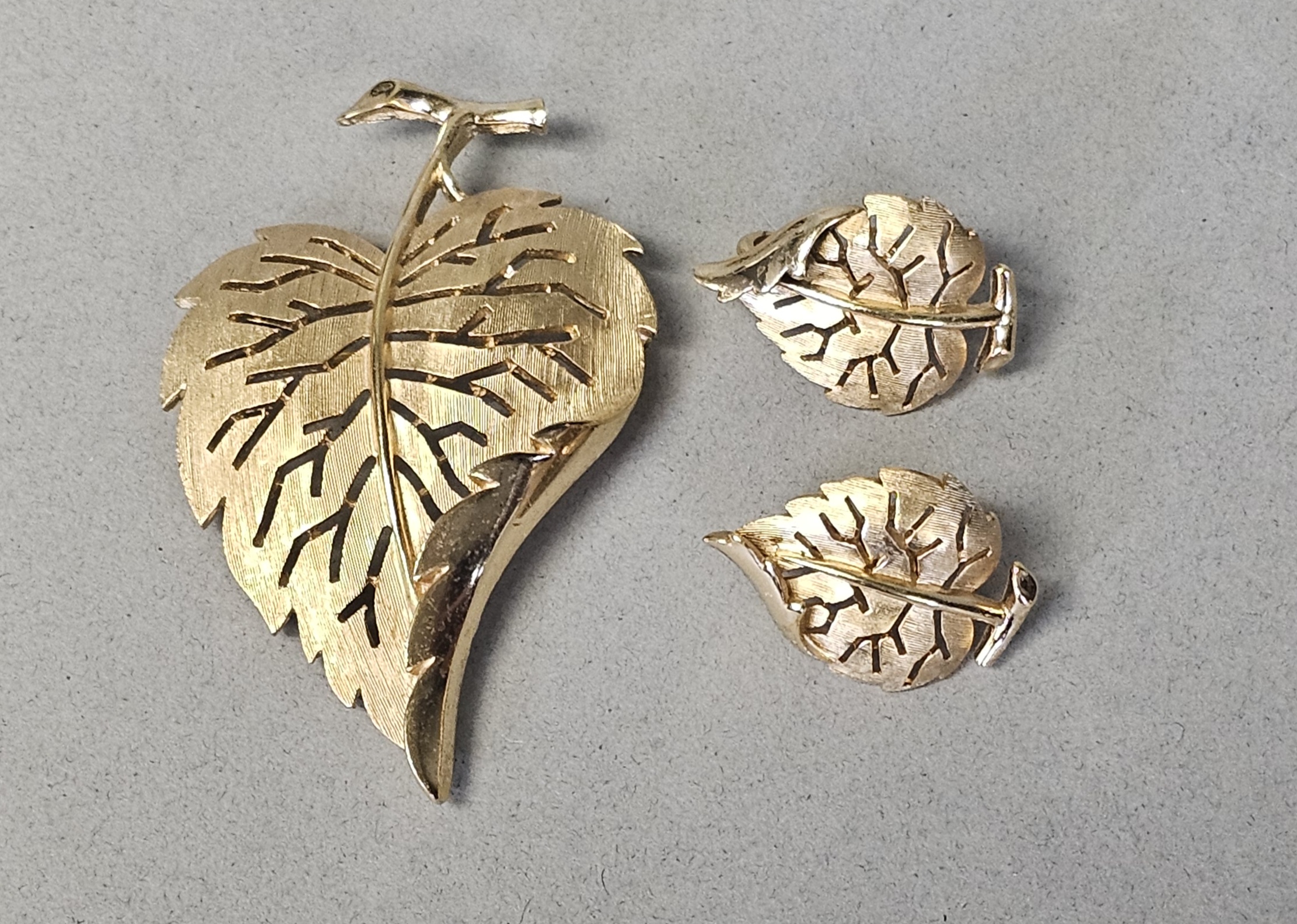 Crown Trifari Mid-Century Brooch & Earrings