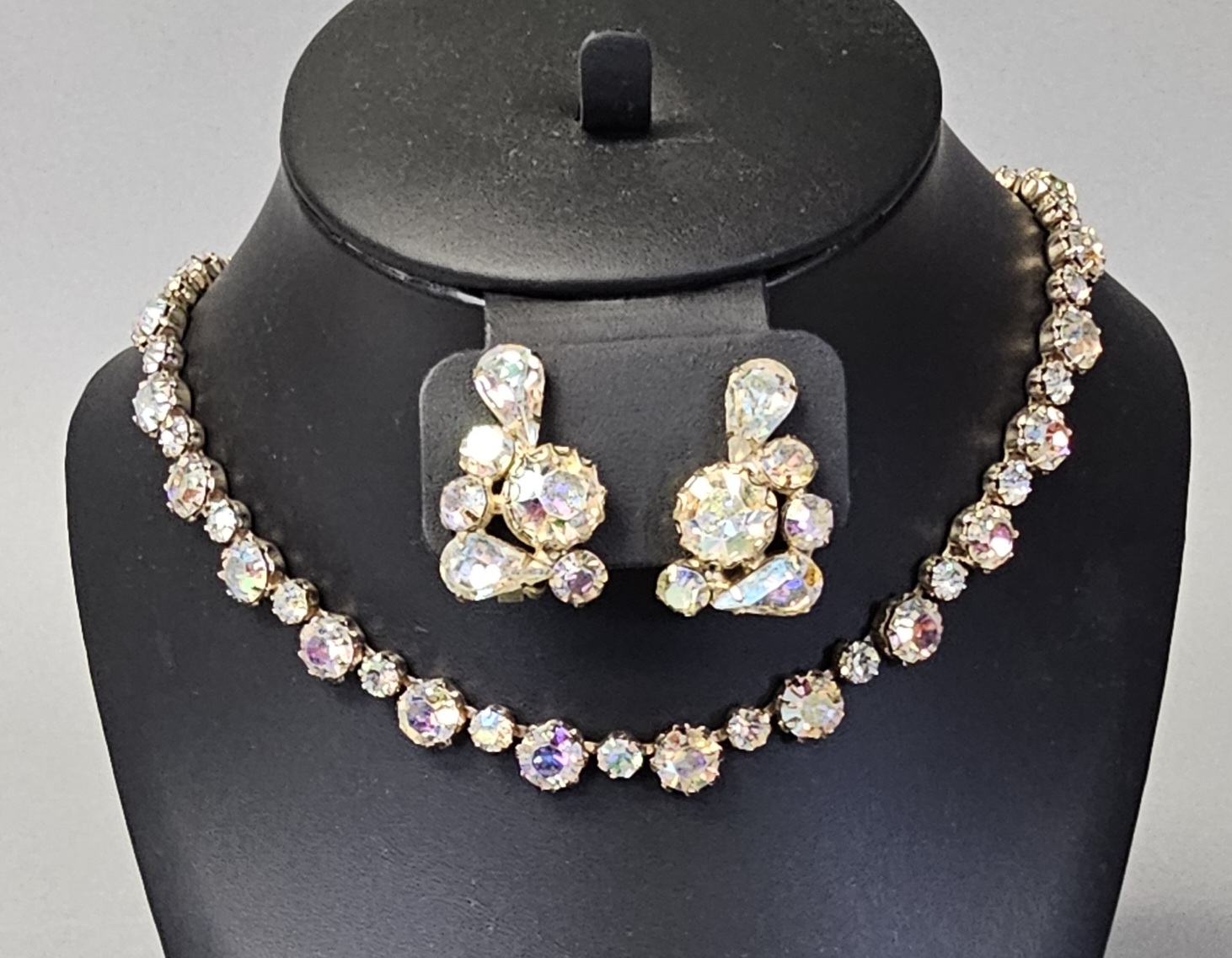 Weiss Aurora Borealis Rhinestone Necklace Set