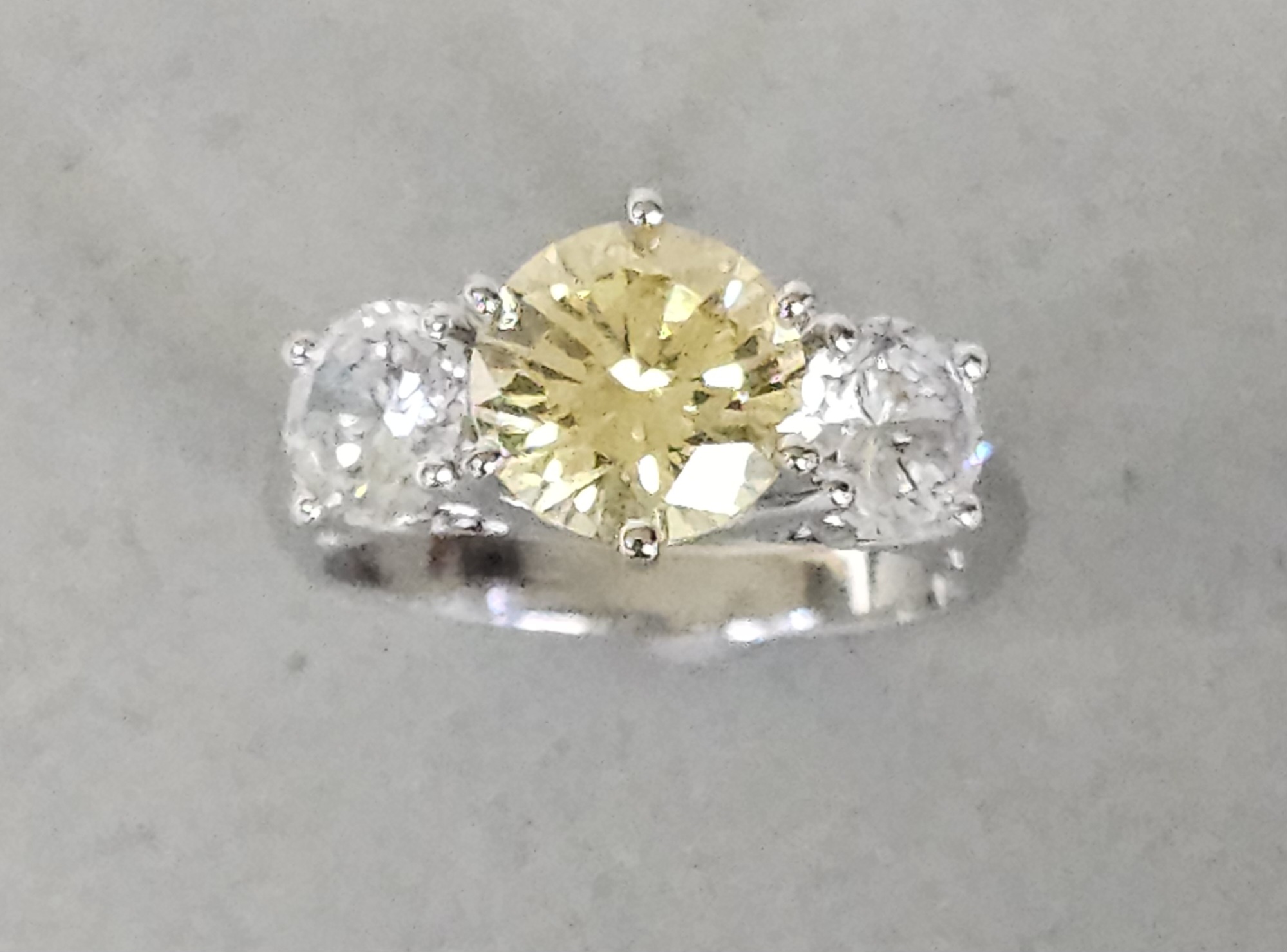 Sterling Ring with Yellow & Colorless Stones 4.0 Grams