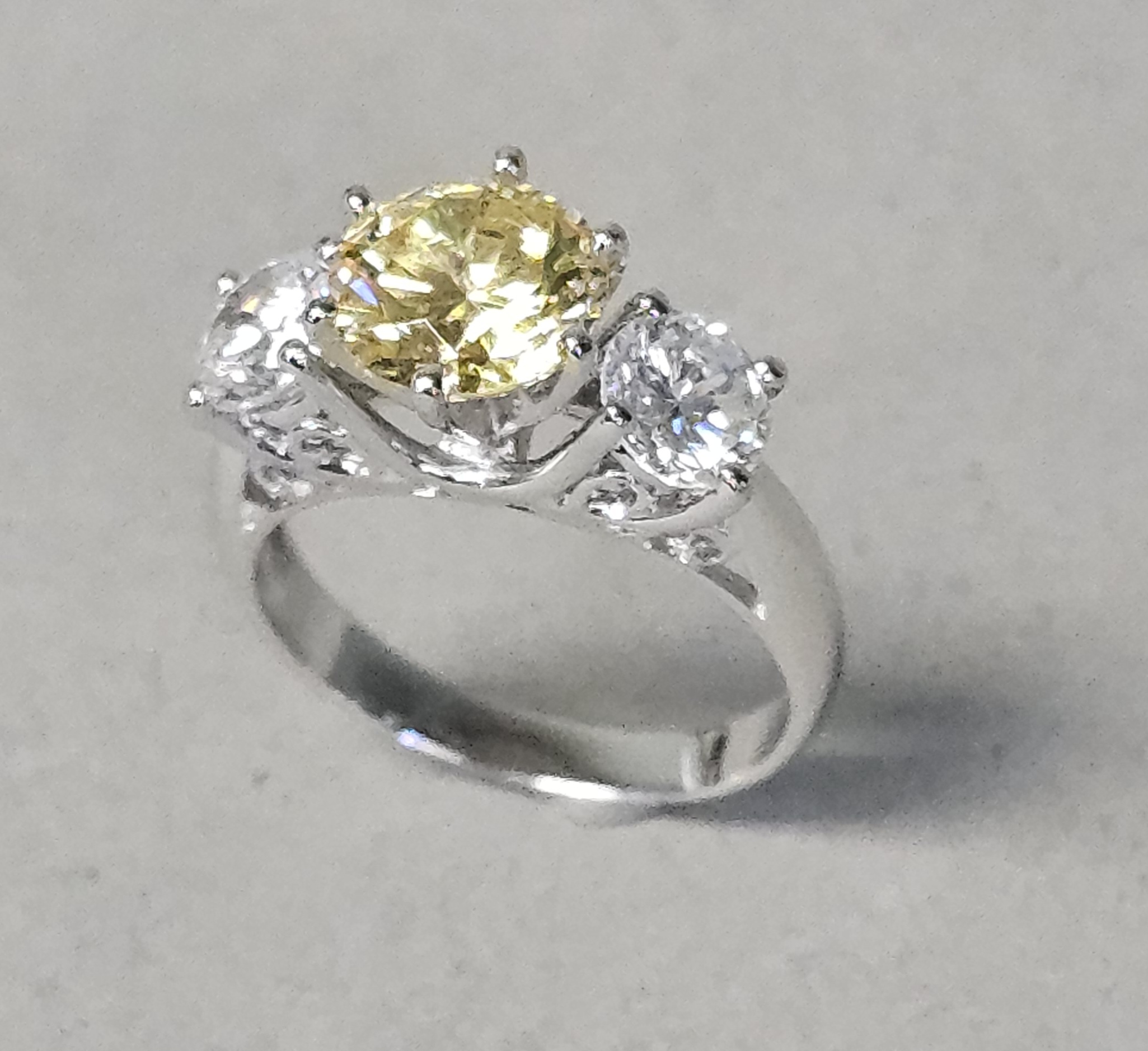Sterling Ring with Yellow & Colorless Stones 4.0 Grams