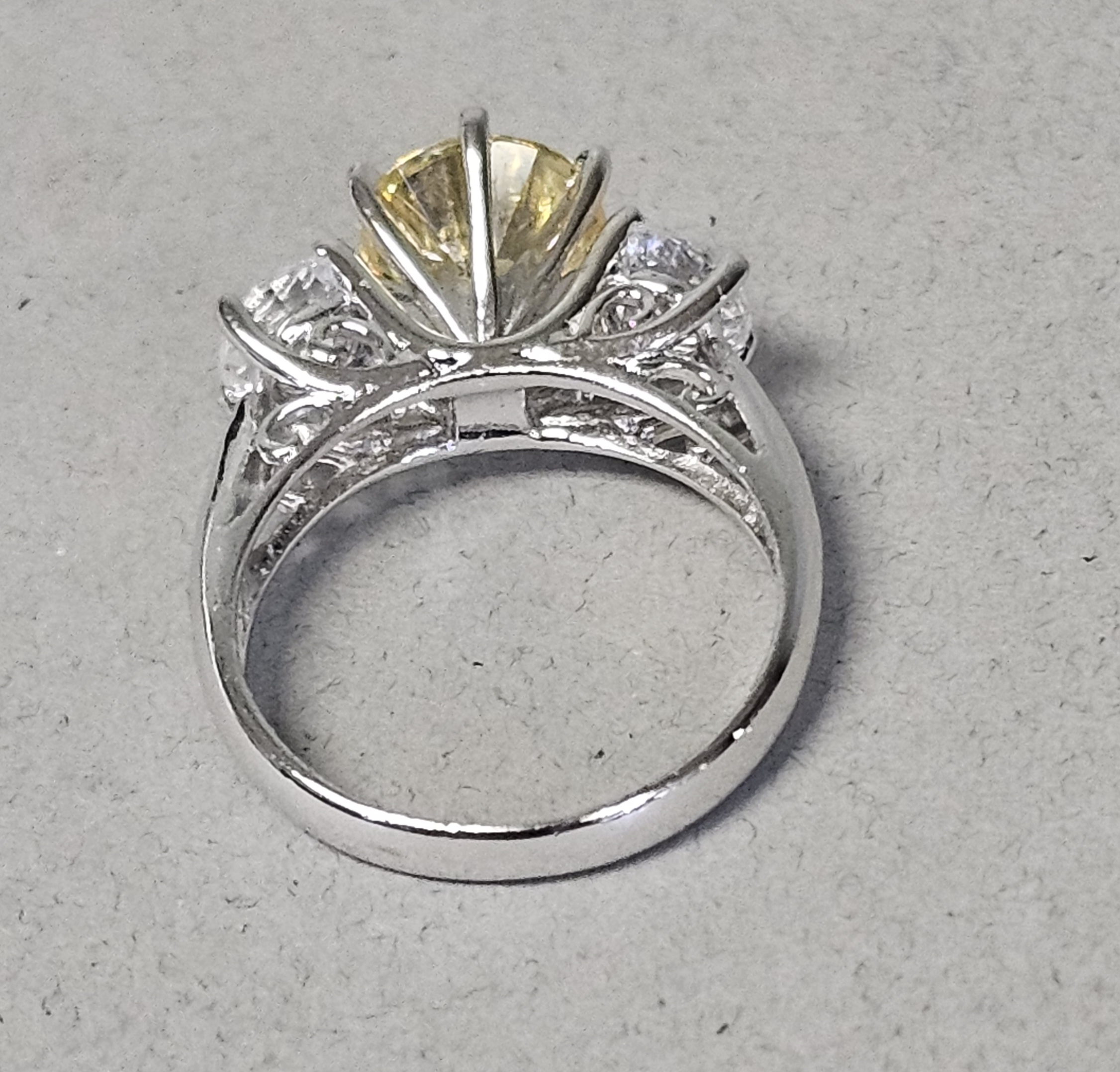Sterling Ring with Yellow & Colorless Stones 4.0 Grams