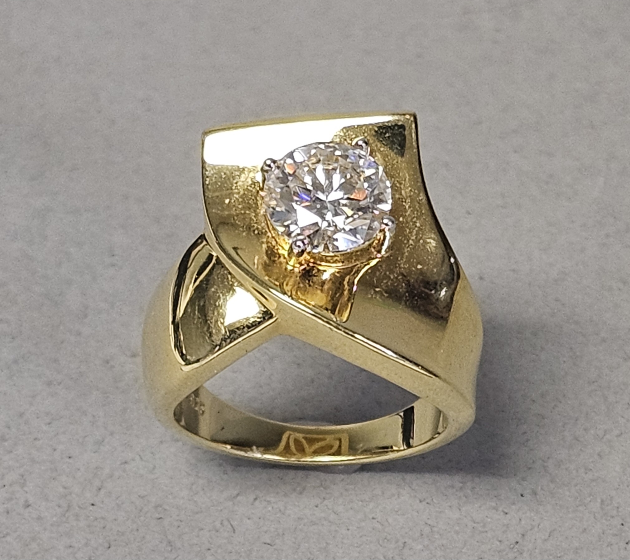 PAJ Gold-Plated Sterling Colorless Stone Ring 8.8 Grams