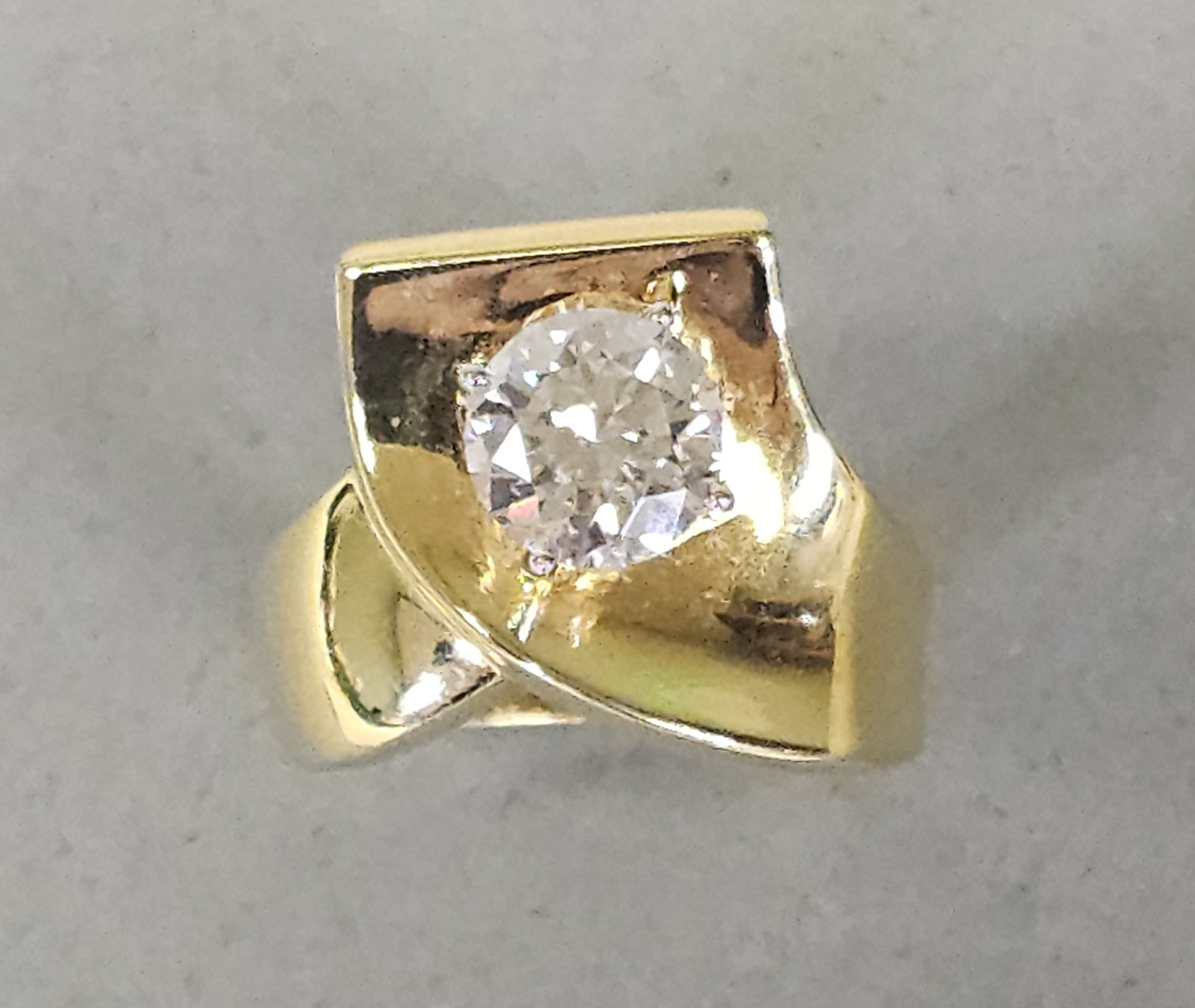 PAJ Gold-Plated Sterling Colorless Stone Ring 8.8 Grams