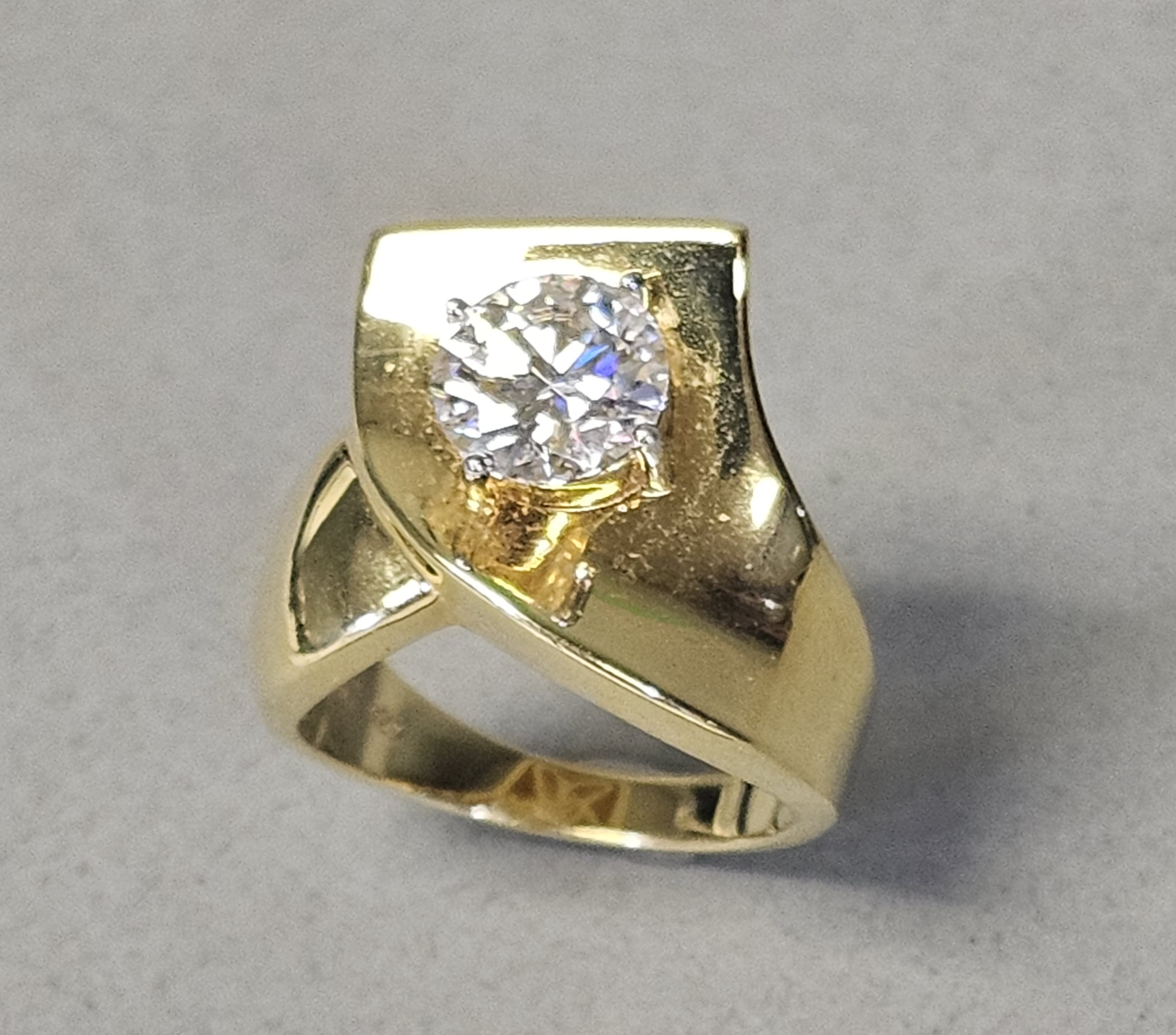 PAJ Gold-Plated Sterling Colorless Stone Ring 8.8 Grams