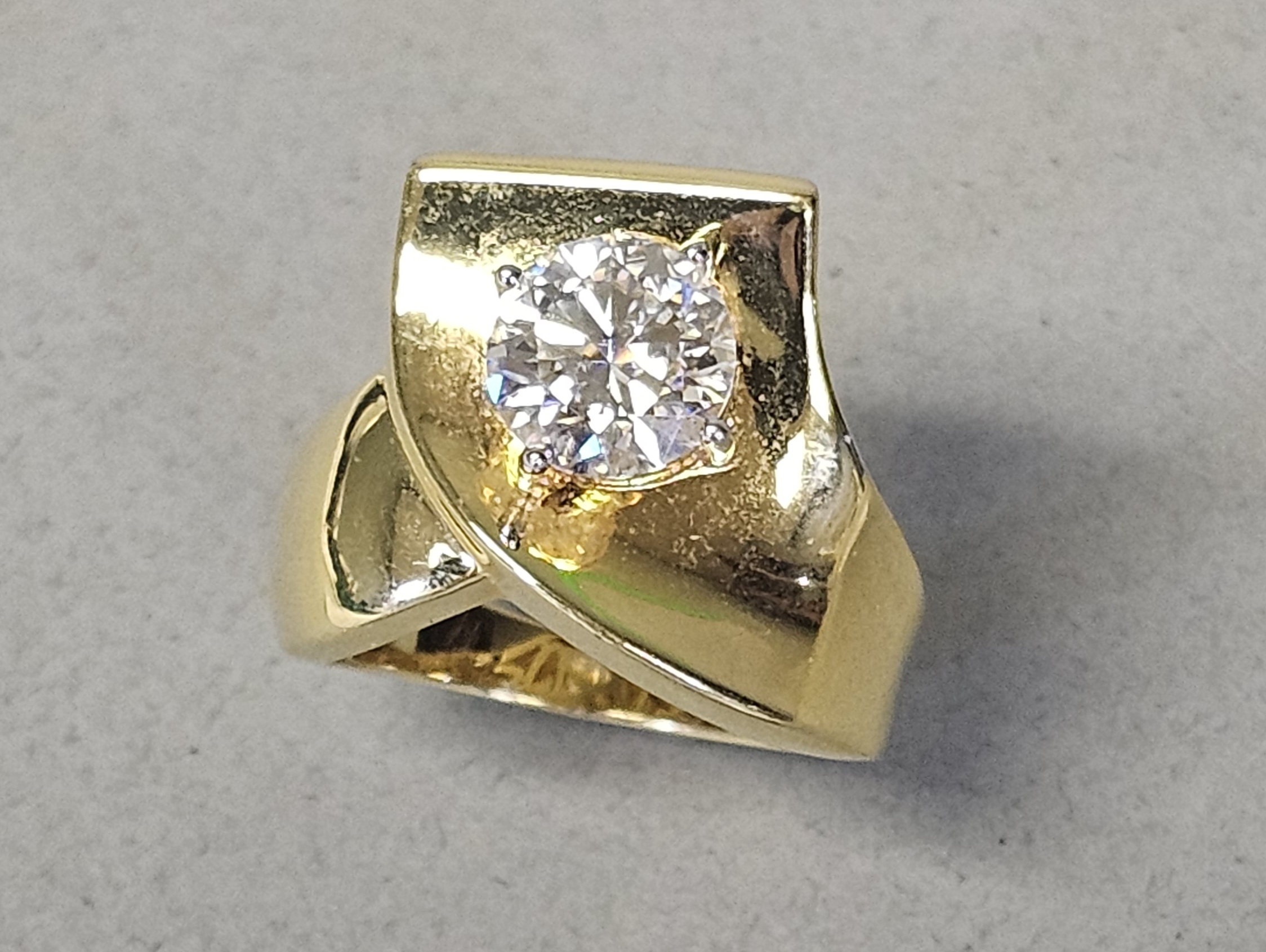 PAJ Gold-Plated Sterling Colorless Stone Ring 8.8 Grams