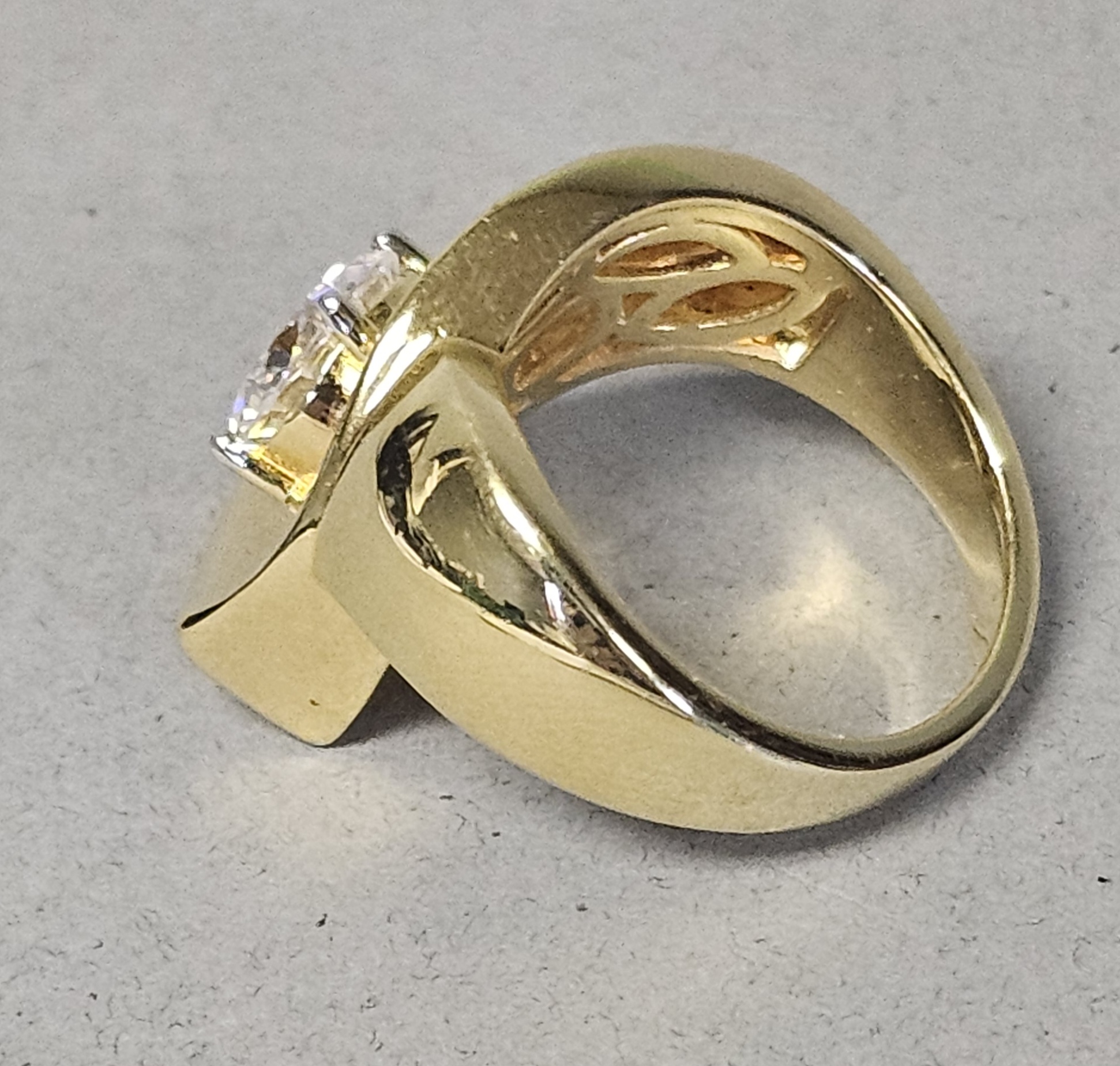 PAJ Gold-Plated Sterling Colorless Stone Ring 8.8 Grams