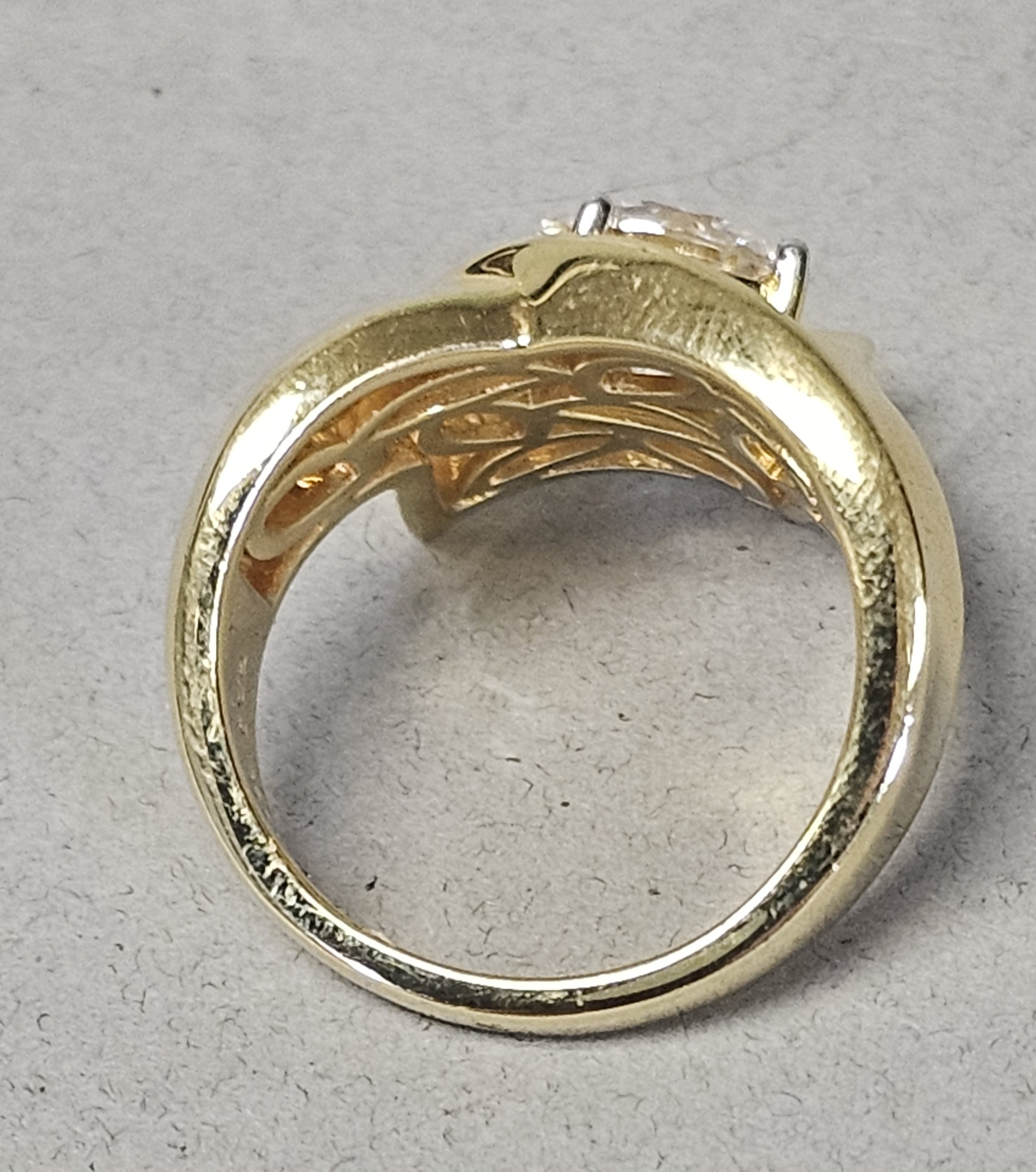 PAJ Gold-Plated Sterling Colorless Stone Ring 8.8 Grams